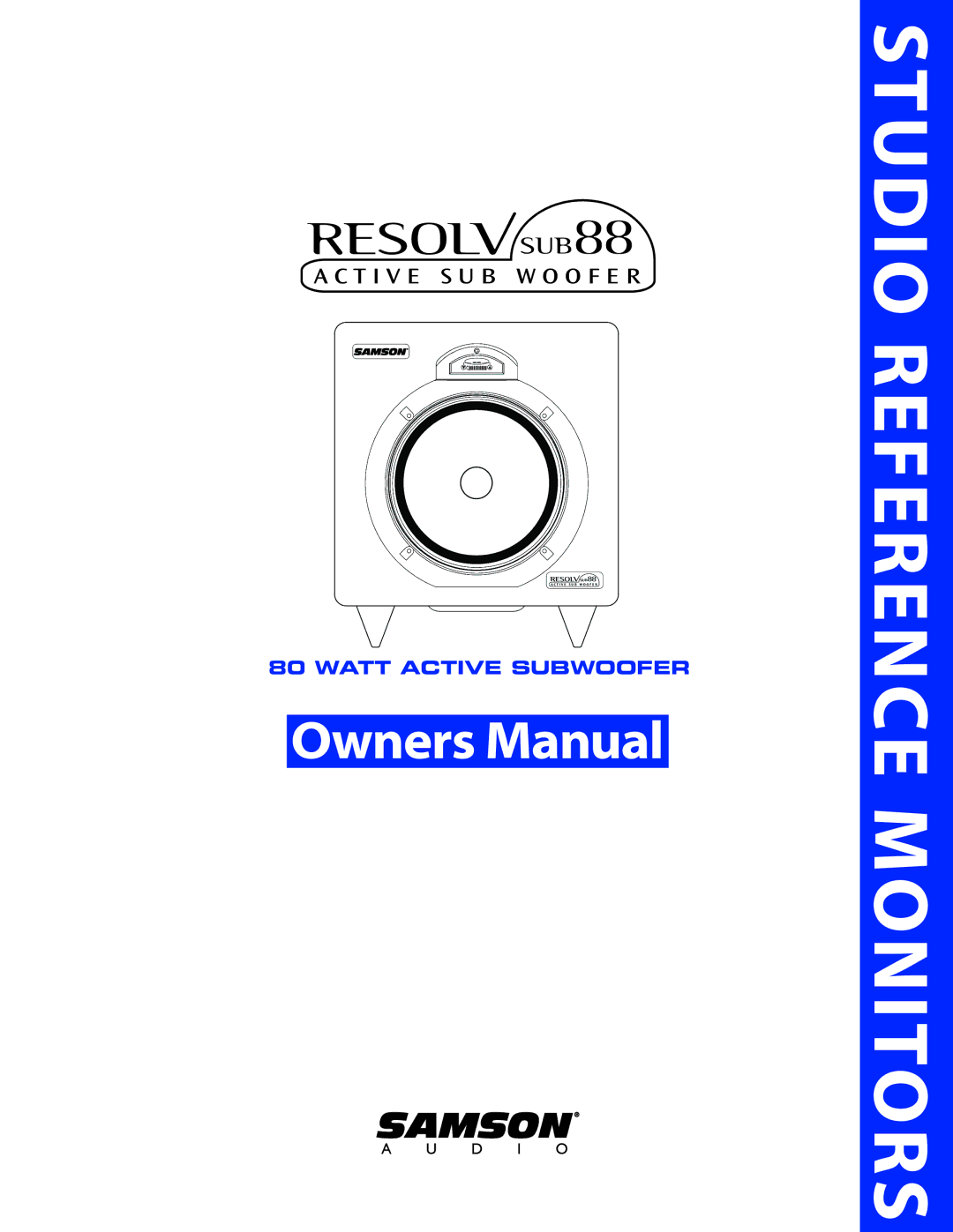 Samson SUB88 manual Studio Reference Monitors 