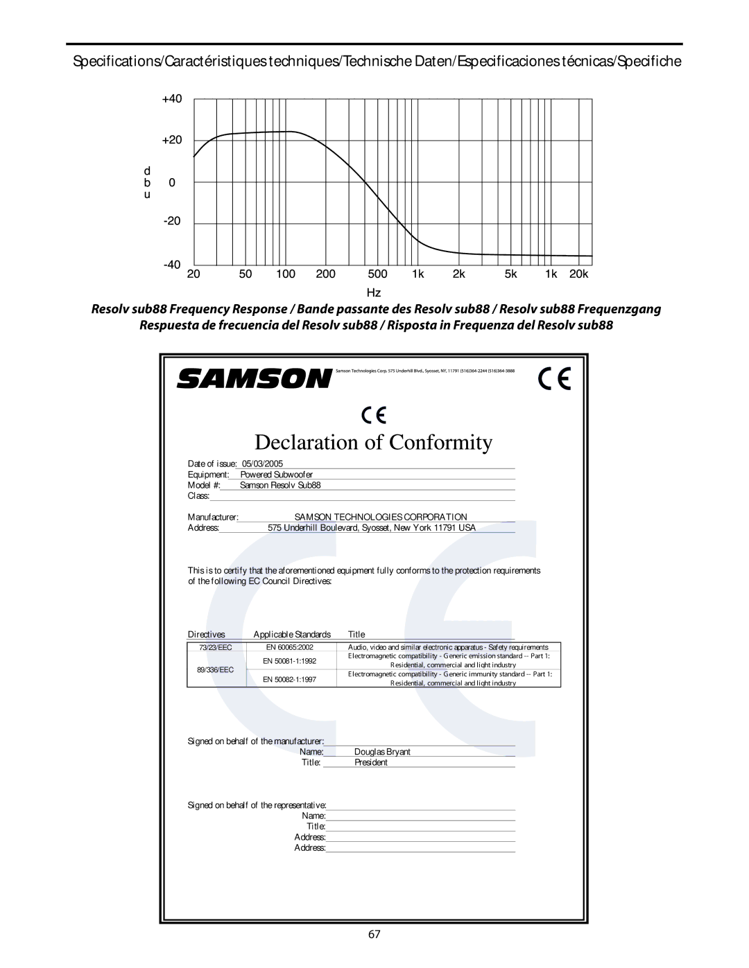 Samson SUB88 manual Samson Technologies Corporation 