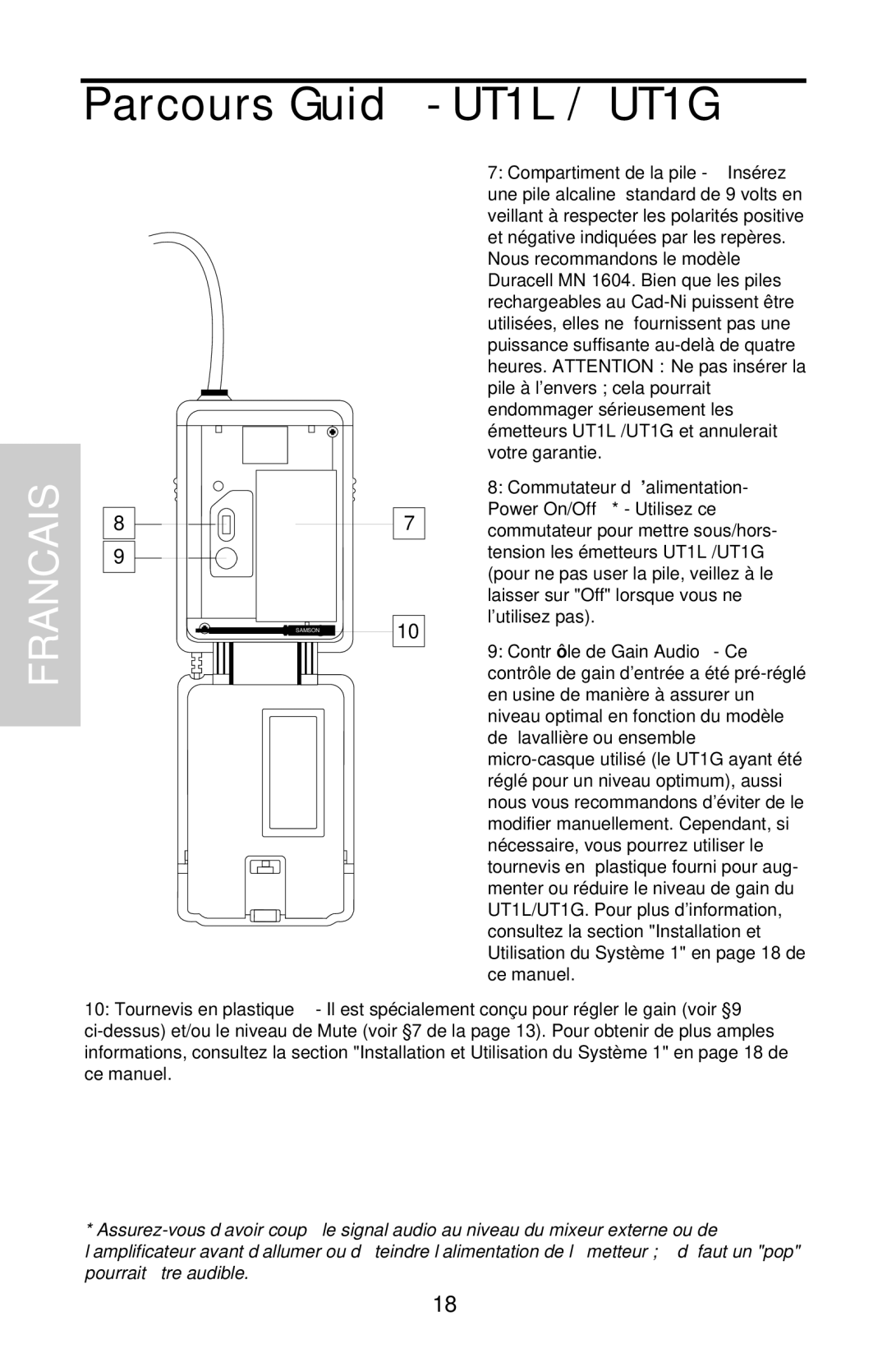 Samson UHF 801 owner manual Sams on 