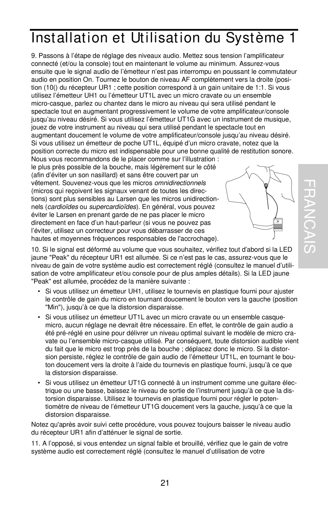 Samson UHF 801 owner manual Installation et Utilisation du Système 