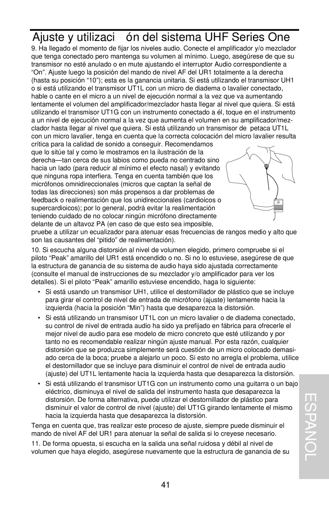 Samson UHF 801 owner manual Ajuste y utilización del sistema UHF Series One 