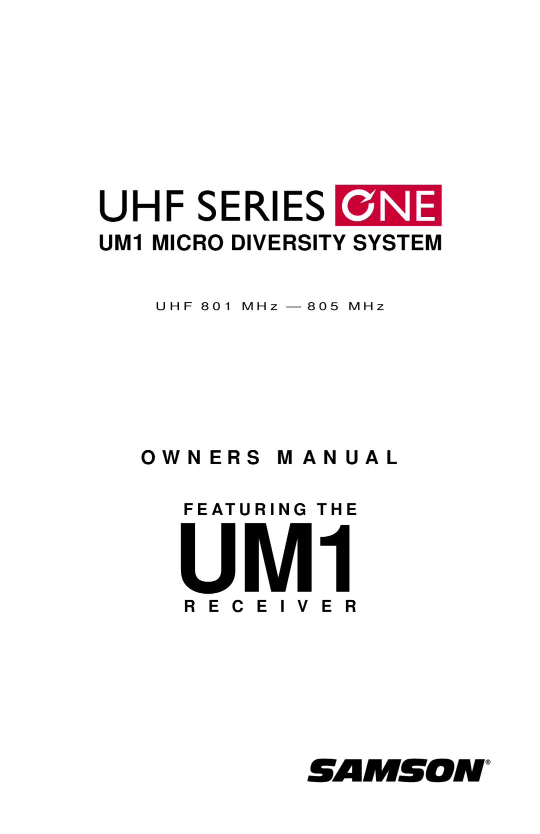 Samson UHF Series One owner manual UM1 