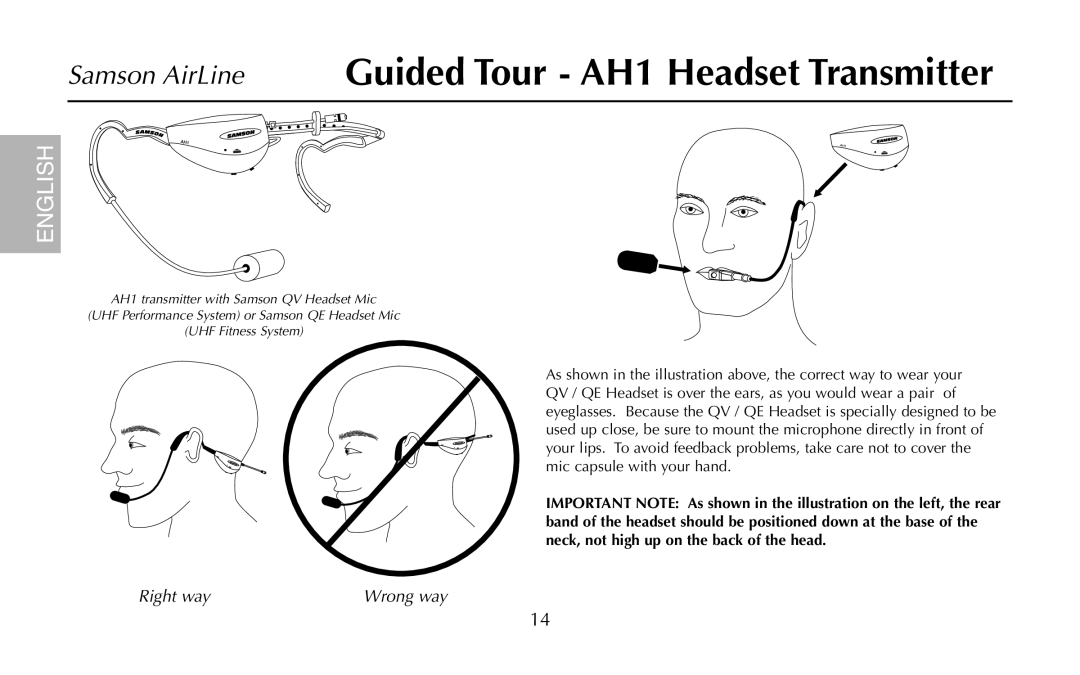 Samson UM1, UR1, AR1, AH1/35X, AH1/QV owner manual Right way Wrong way 