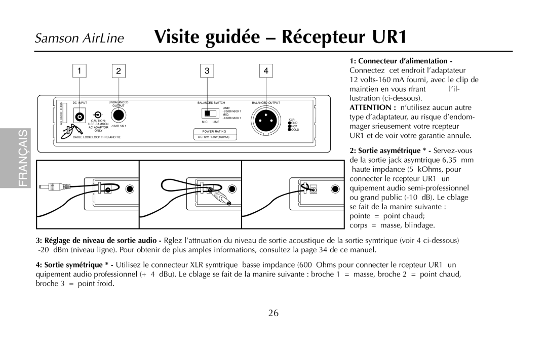 Samson AH1/35X, UR1, UM1, AR1, AH1/QV owner manual Output 