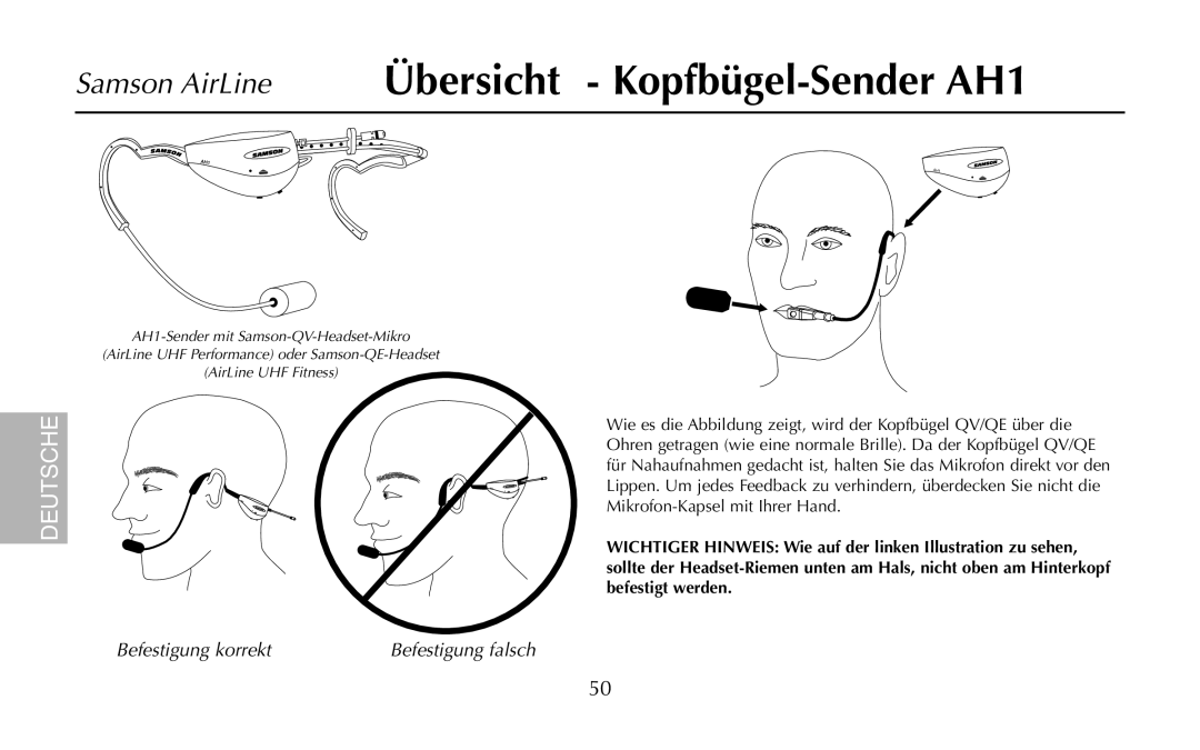 Samson AR1, UR1, UM1, AH1/35X, AH1/QV owner manual Befestigung korrekt 