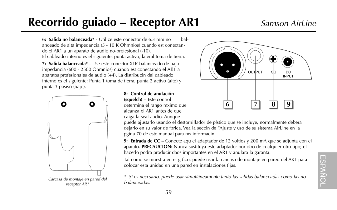 Samson UM1, UR1, AH1/35X, AH1/QV owner manual Recorrido guiado Receptor AR1 