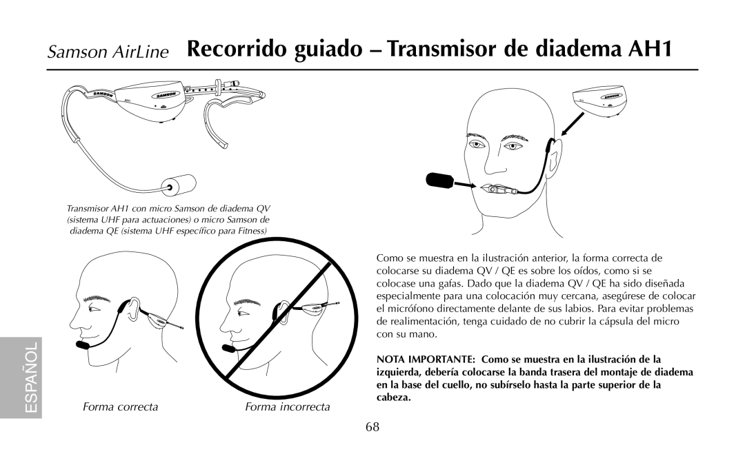 Samson UR1, UM1, AR1, AH1/35X, AH1/QV owner manual Español 