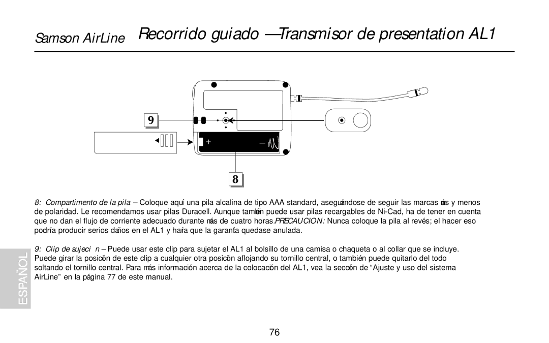 Samson AL1, UR1, UM1, AR1, AX1 owner manual Españ OL 