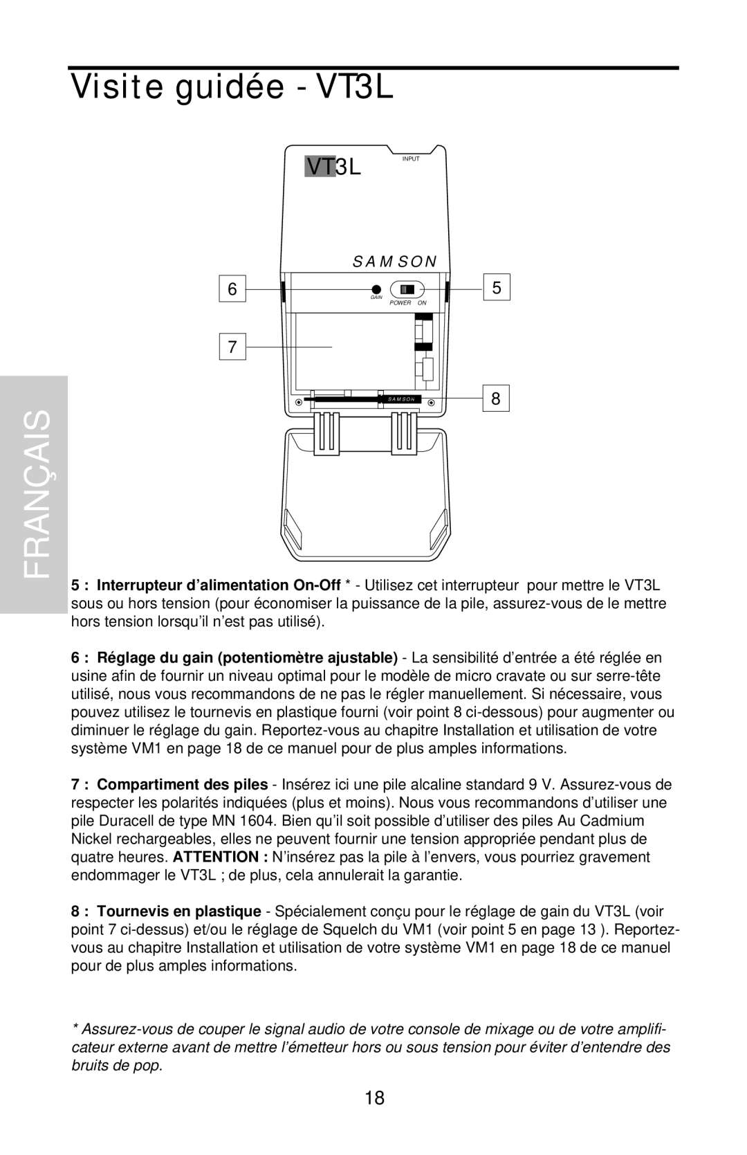 Samson VHF Micro TRUE DIVERSITY WIRELESS owner manual Power on 