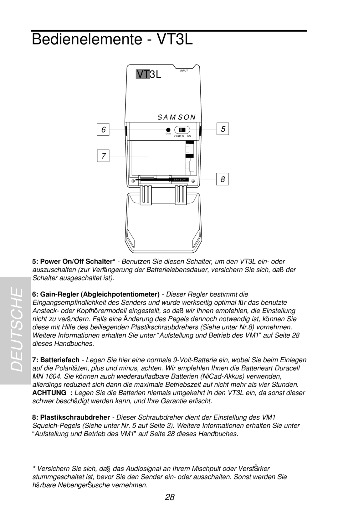 Samson VHF Micro TRUE DIVERSITY WIRELESS owner manual Power on 