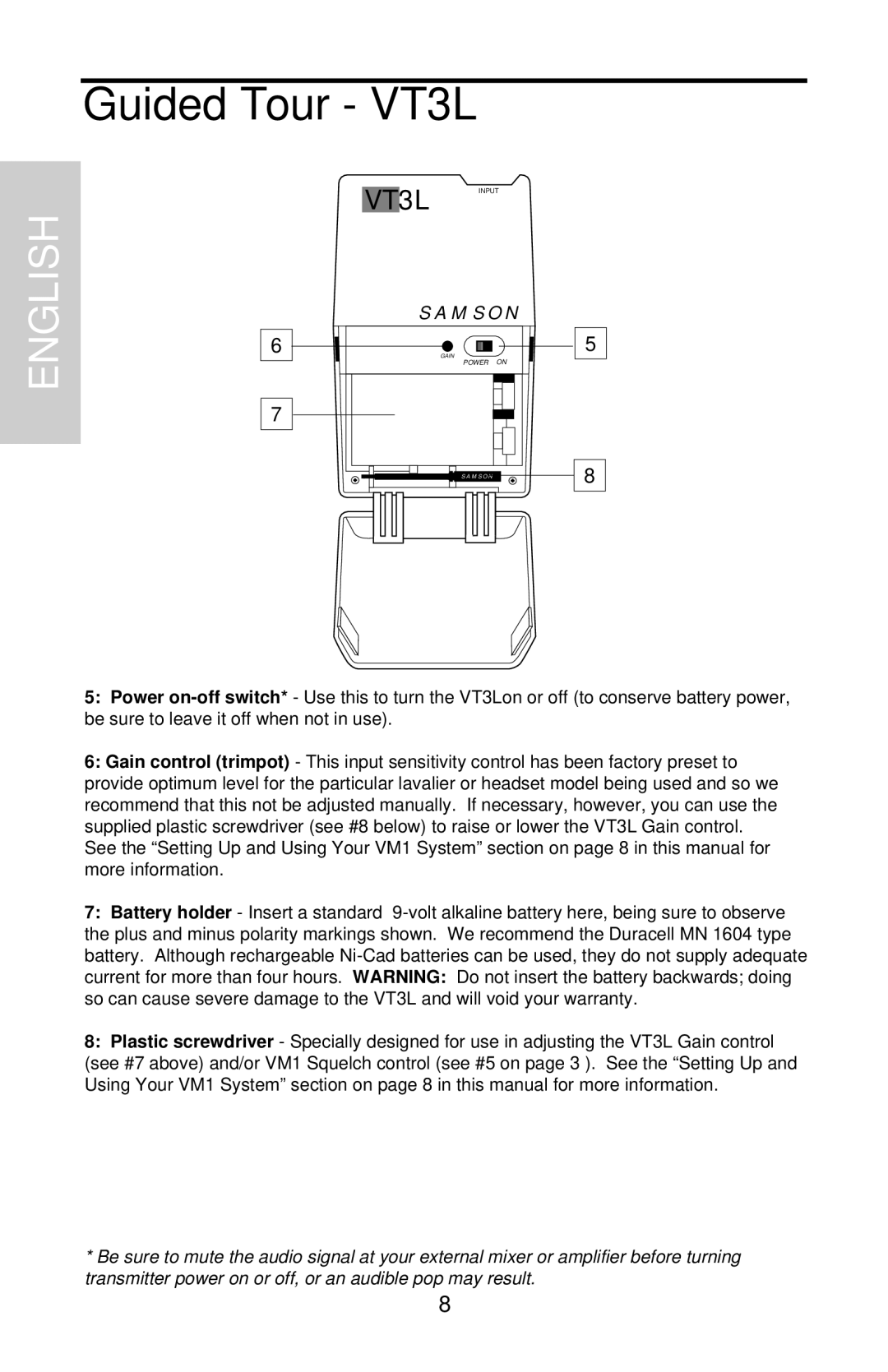 Samson VHF Micro TRUE DIVERSITY WIRELESS owner manual Power on 