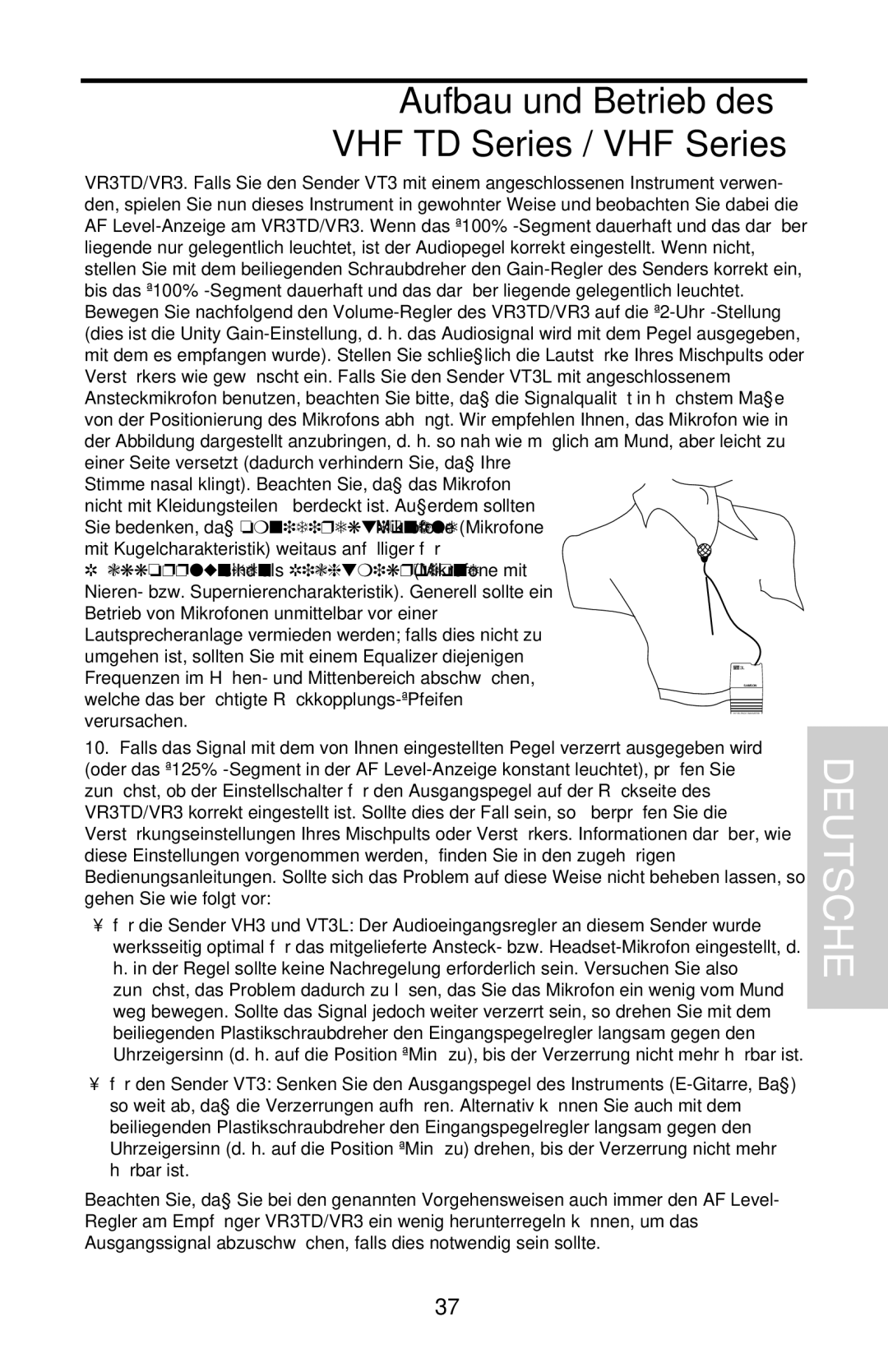 Samson VHF Series, VHF TD Series owner manual Frequenzen im Höhen- und Mittenbereich abschwächen 