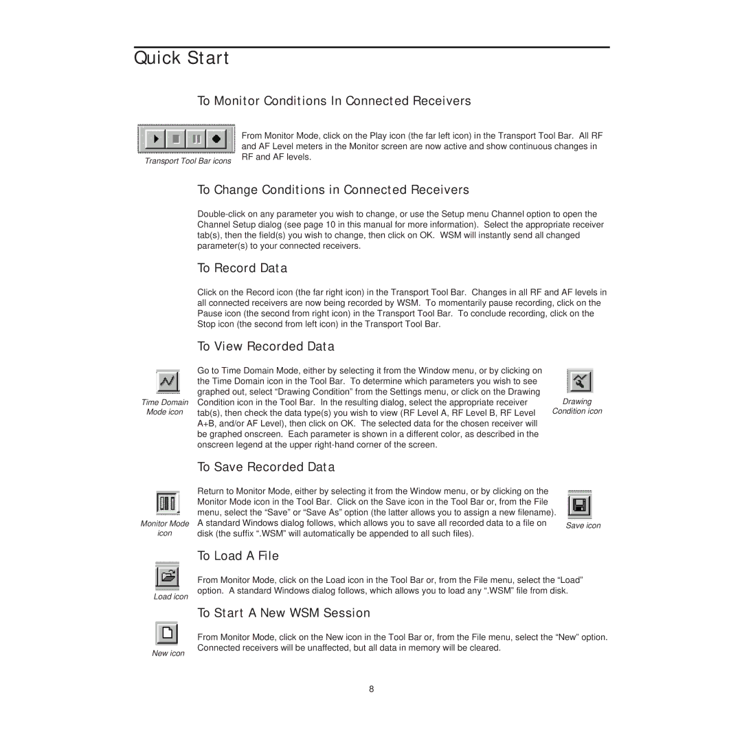 Samson Wireless System Manager for Windows 95 owner manual Quick Start 