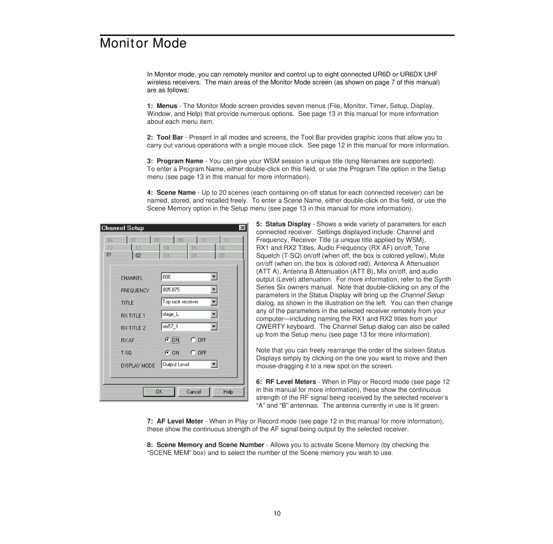 Samson Wireless System Manager for Windows 95 owner manual Monitor Mode 