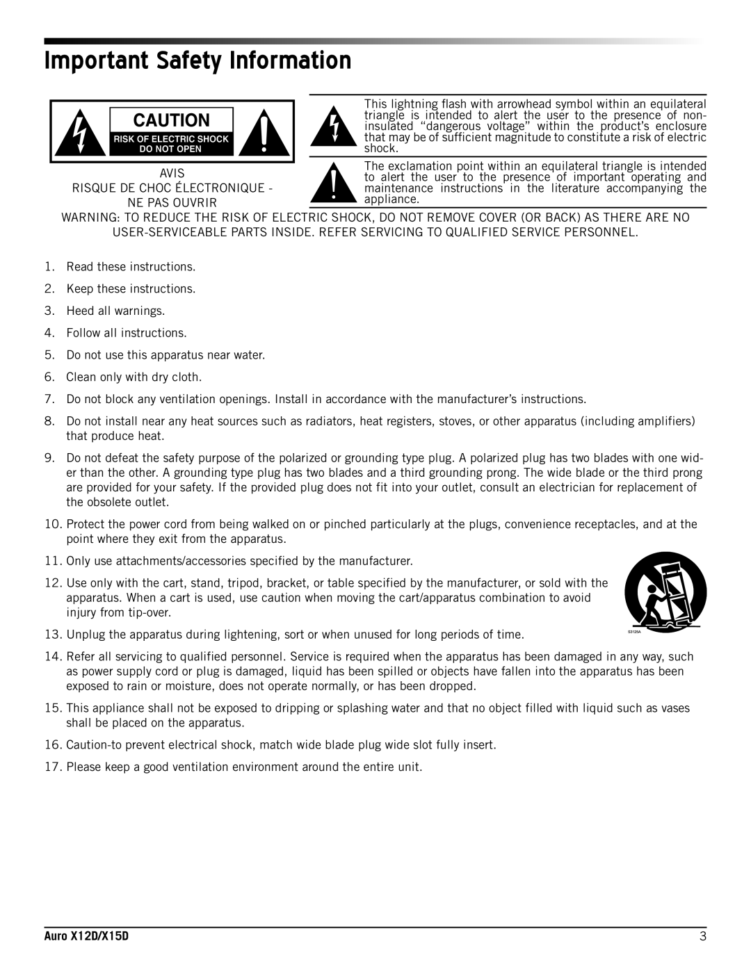 Samson X12D, X15D owner manual Important Safety Information 