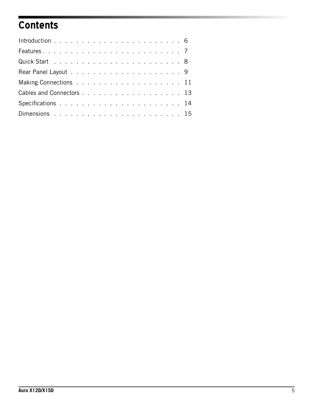 Samson X12D, X15D owner manual Contents 