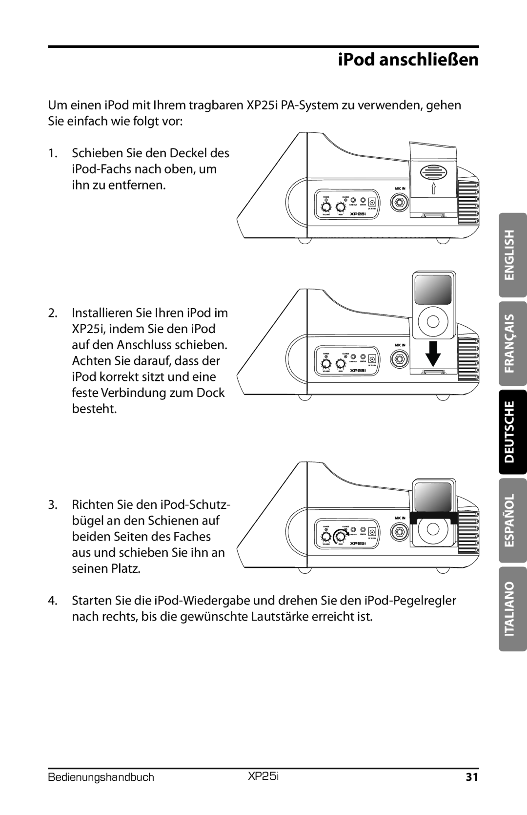 Samson XP25I owner manual IPod anschließen 