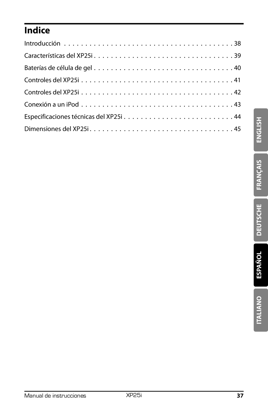 Samson XP25I owner manual Indice 