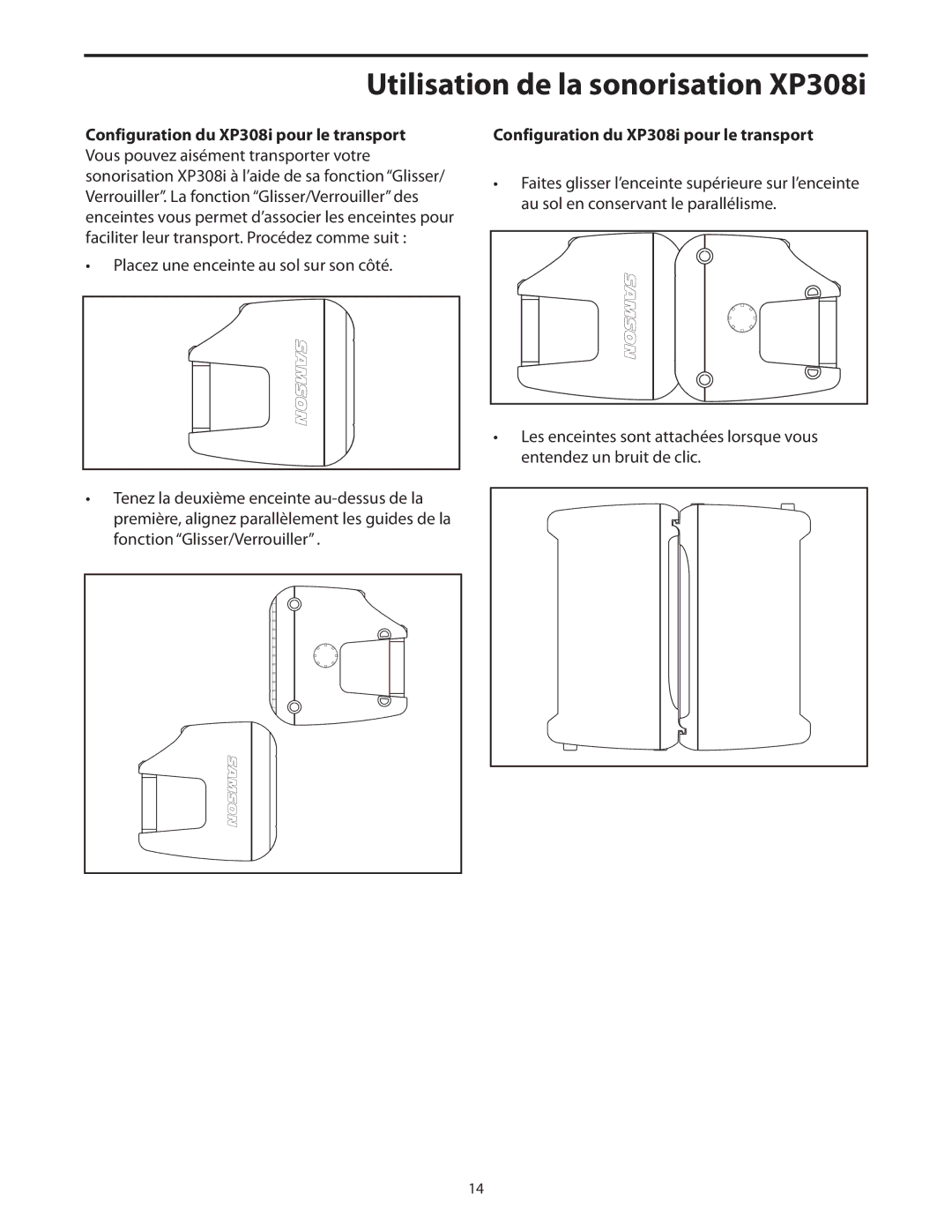 Samson manual Configuration du XP308i pour le transport 