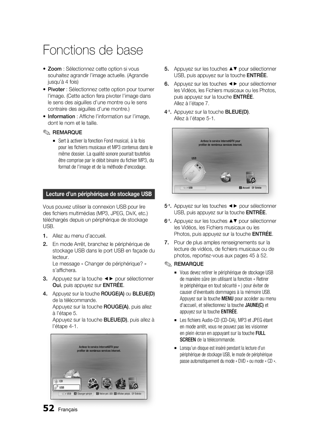 Samsung 01945B-BD-C6900-XAC-0223 user manual Lecture d’un périphérique de stockage USB 