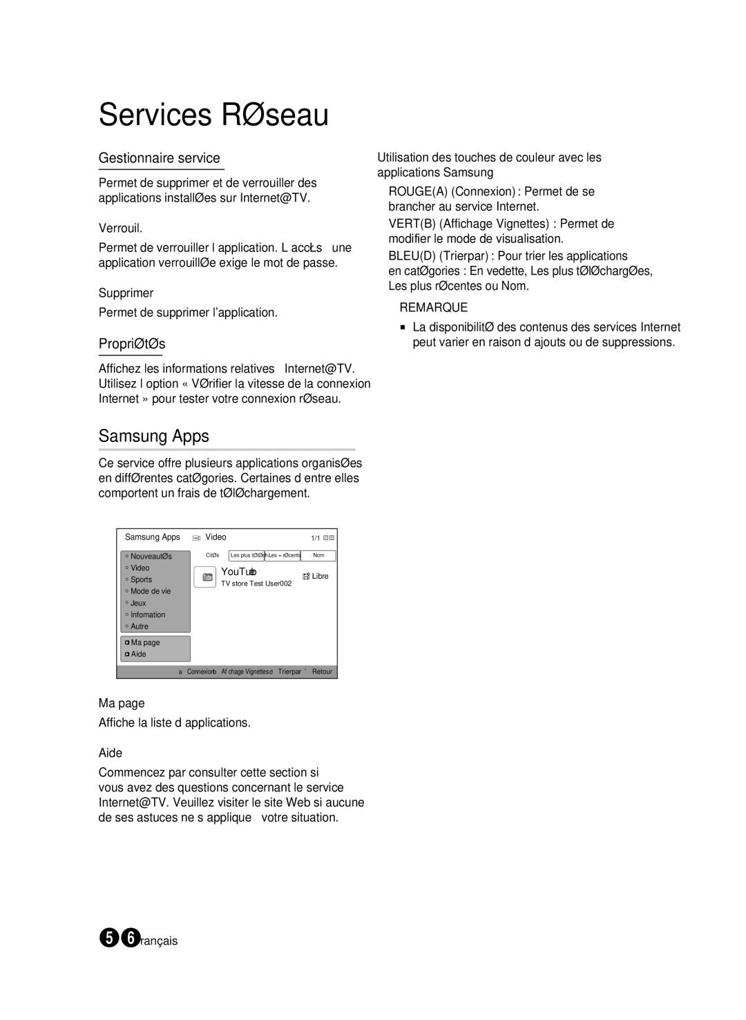 Samsung 01945B-BD-C6900-XAC-0223 user manual Gestionnaire service, Propriétés, Verrouil, Supprimer, Aide 