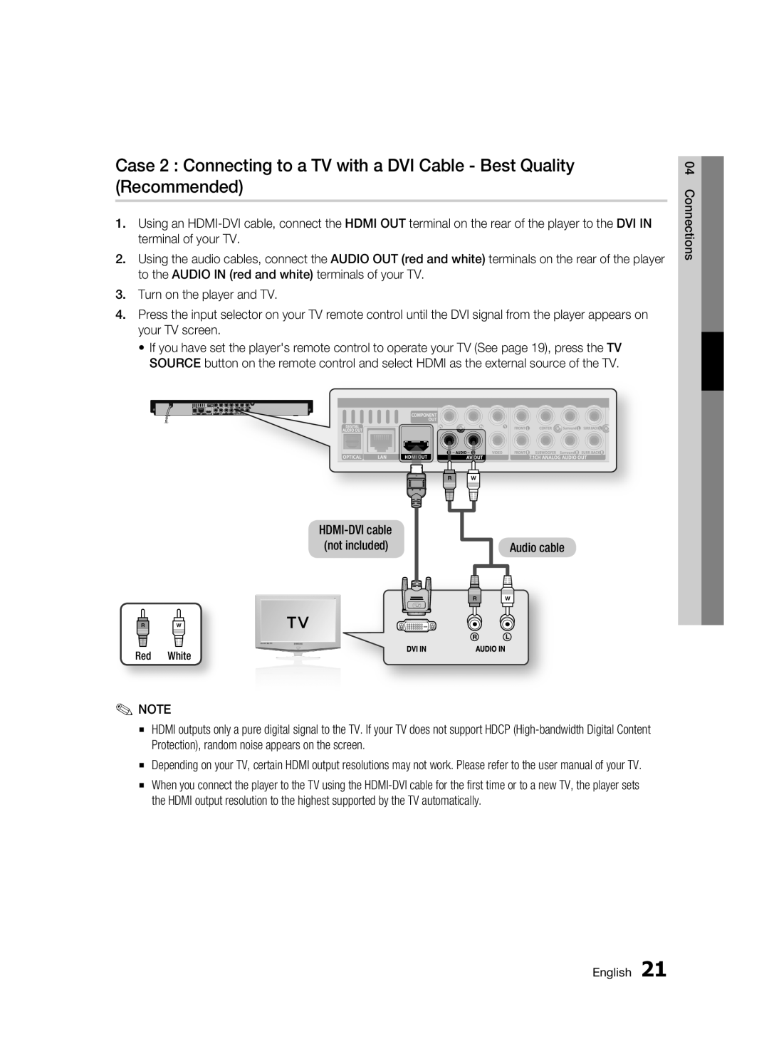 Samsung 01945B-BD-C6900-XAC-0223 user manual Audio cable, Red White 