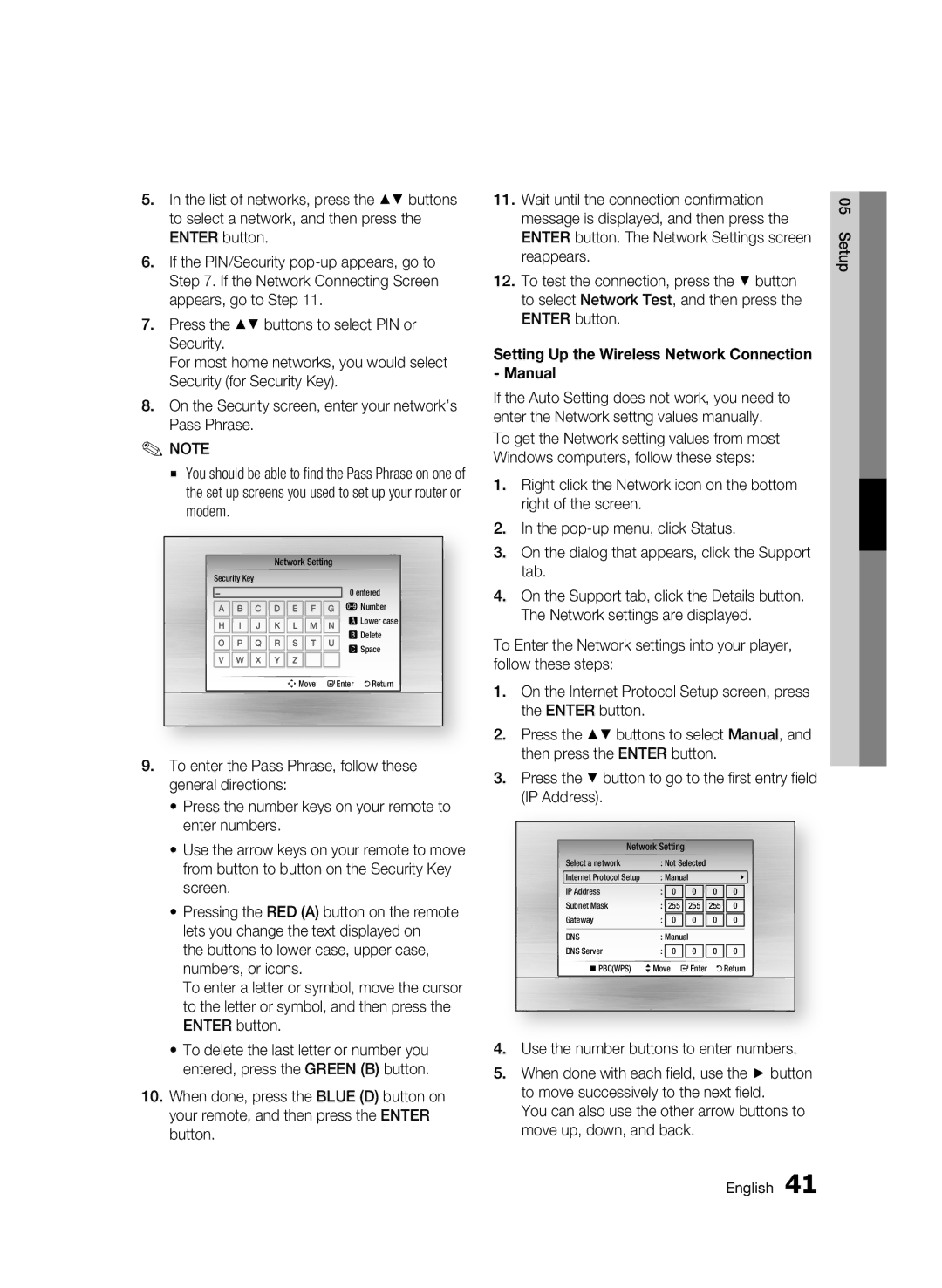 Samsung 01945B-BD-C6900-XAC-0223 user manual Setting Up the Wireless Network Connection Manual 