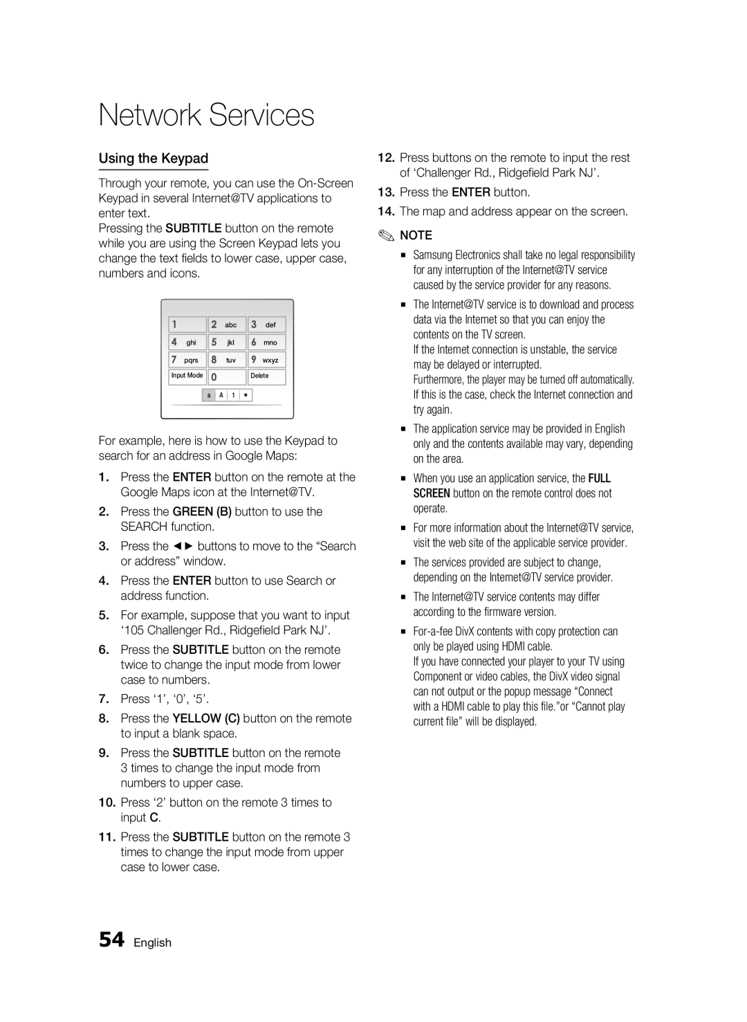 Samsung 01945B-BD-C6900-XAC-0223 user manual Using the Keypad, Press the Enter button Map and address appear on the screen 