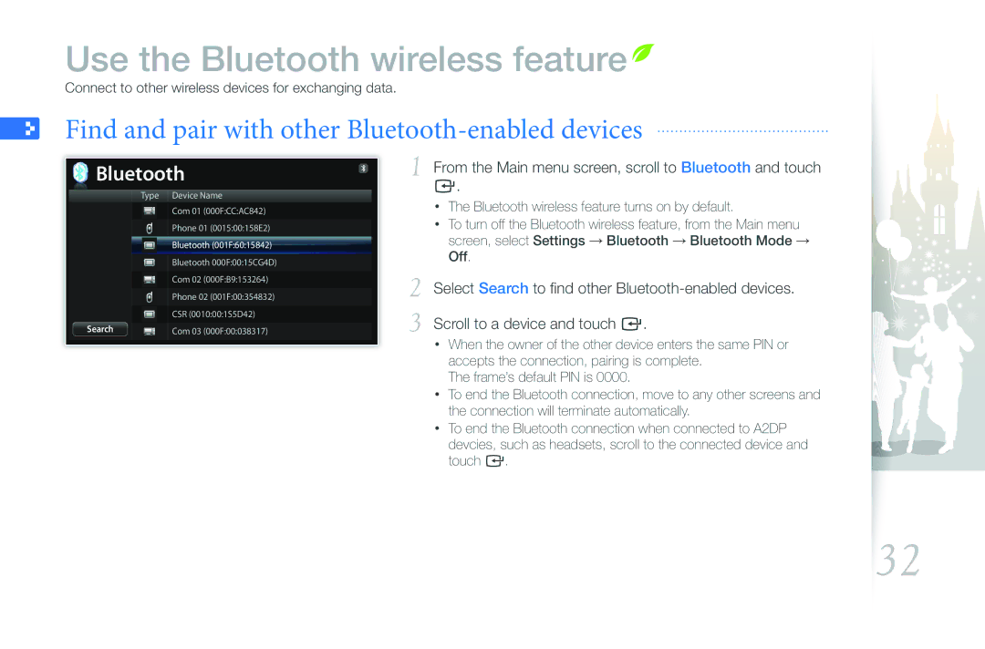 Samsung 1000P user manual Find and pair with, Other Bluetooth-enabled devices 