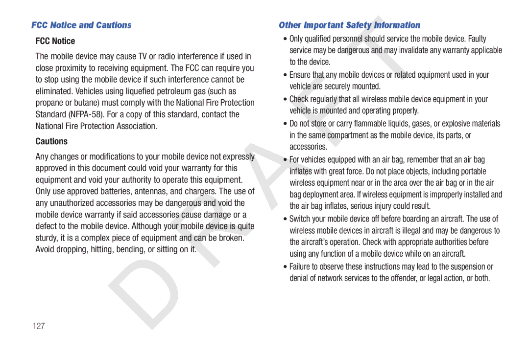 Samsung 10.1 user manual FCC Notice and Cautions, Other Important Safety Information, 127 