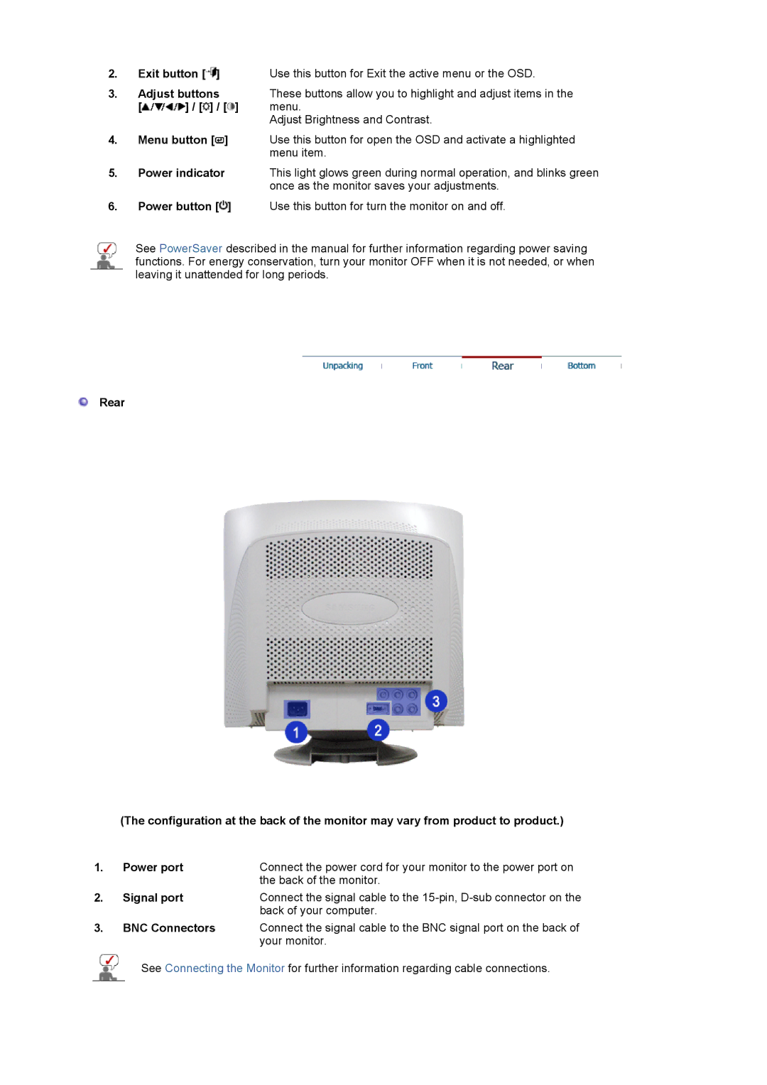 Samsung 1100MB manual Menu, Adjust Brightness and Contrast, Power indicator, Once as the monitor saves your adjustments 