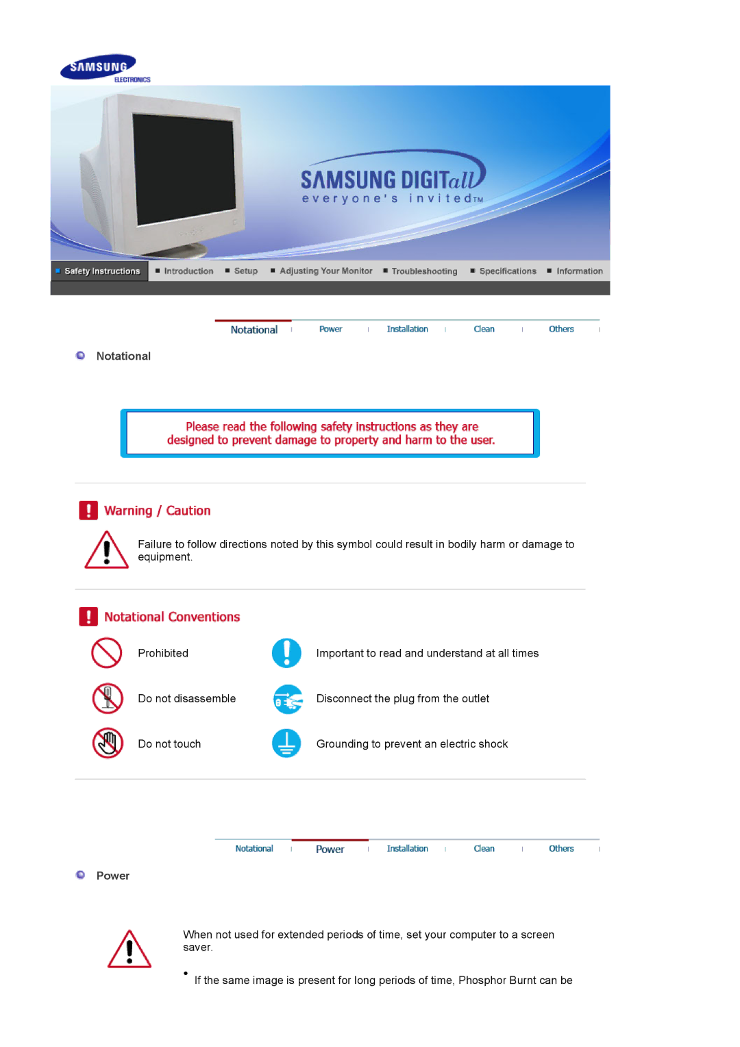 Samsung 1100MB manual Notational 