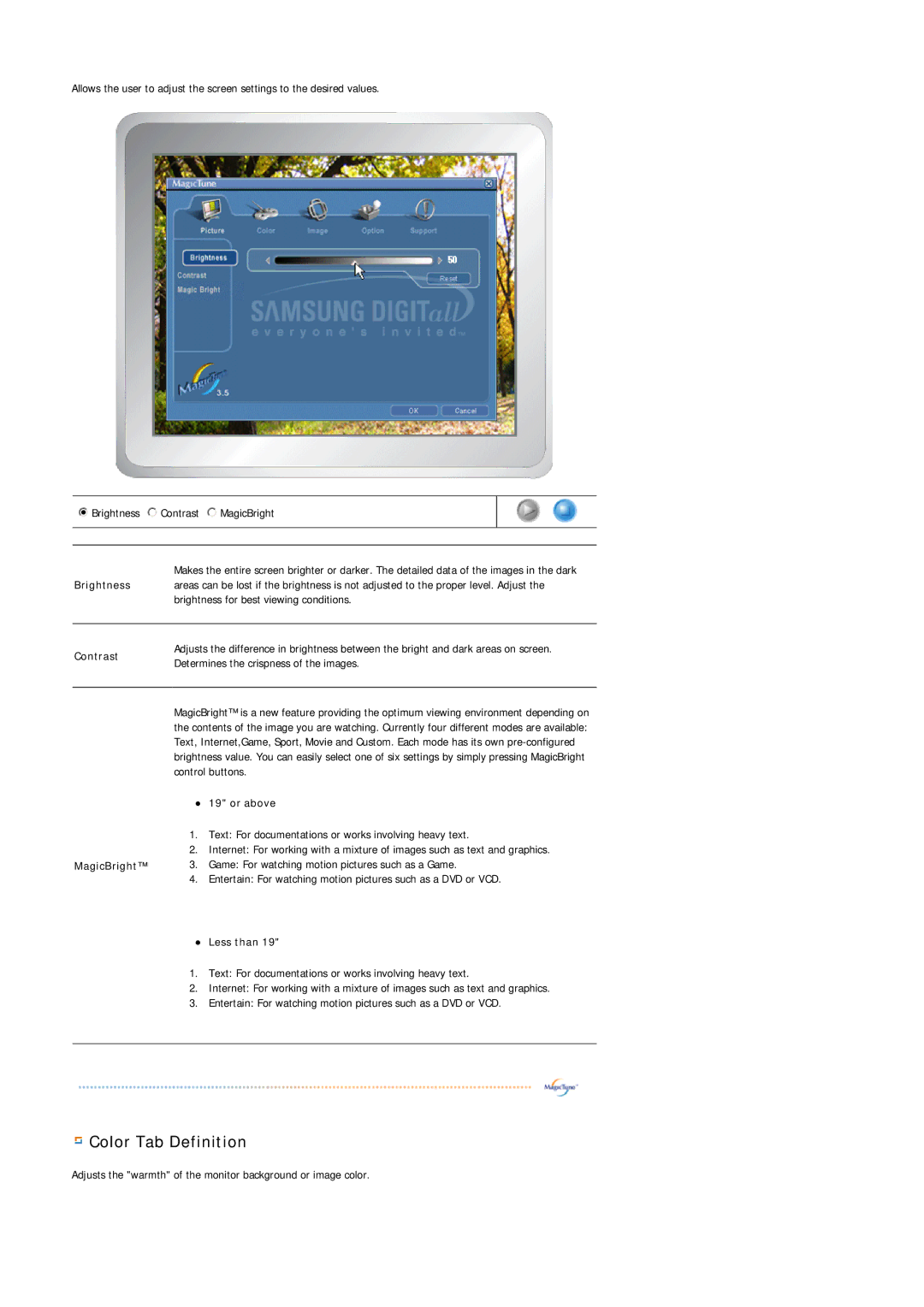 Samsung 1100MB manual Color Tab Definition 