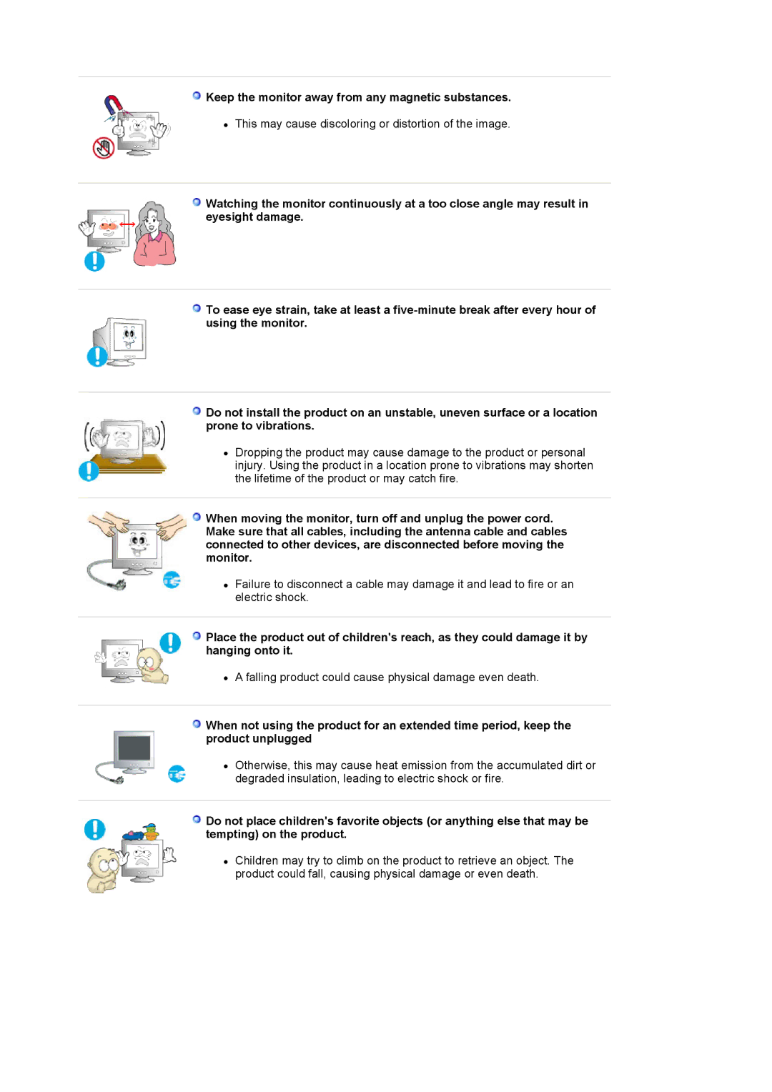 Samsung 1100MB manual Keep the monitor away from any magnetic substances 