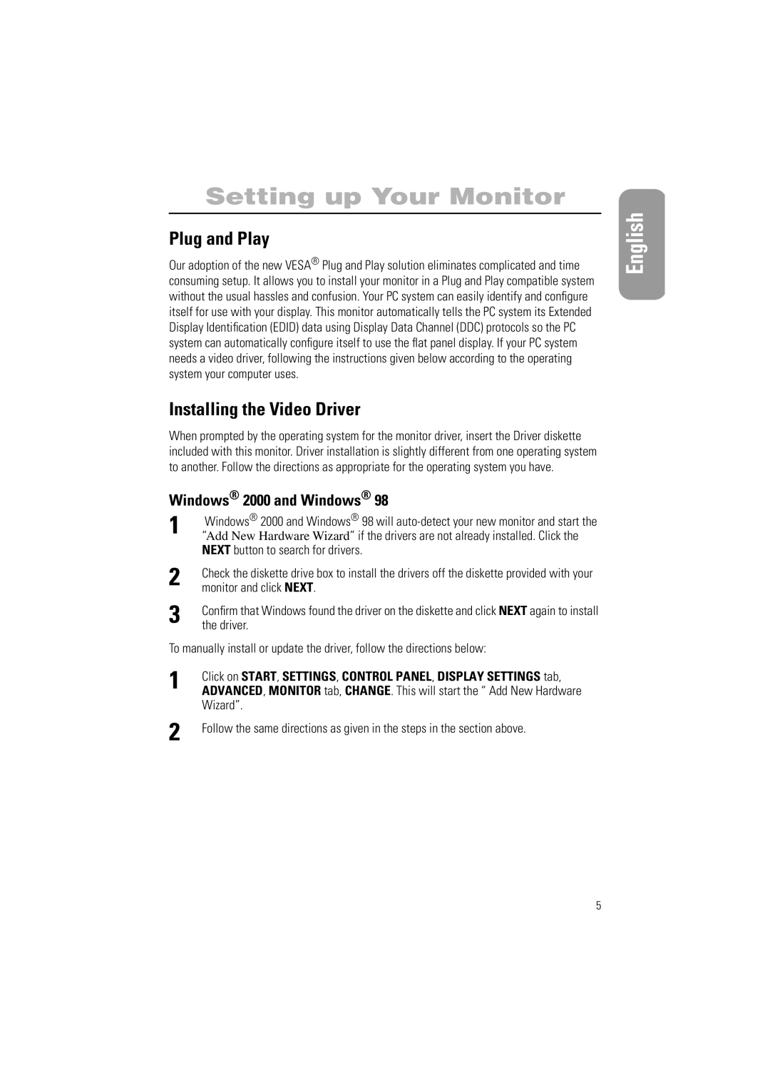 Samsung 1100PPLUS manual Plug and Play, Installing the Video Driver, Windows 2000 and Windows 