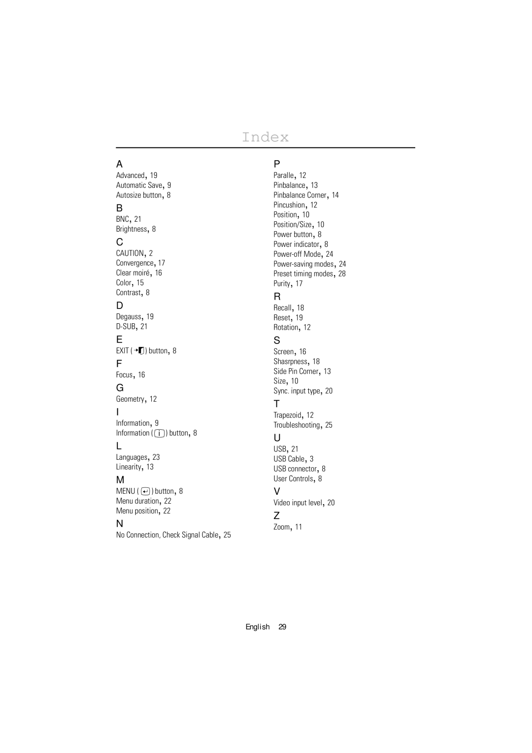 Samsung 1200NF manual Index 