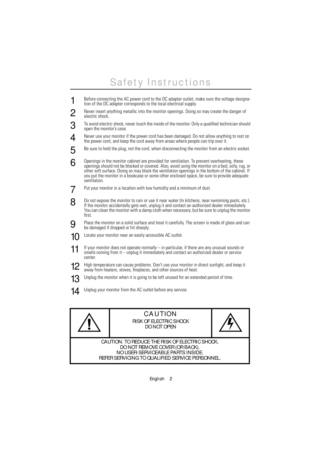 Samsung 1200NF manual Safety Instructions 