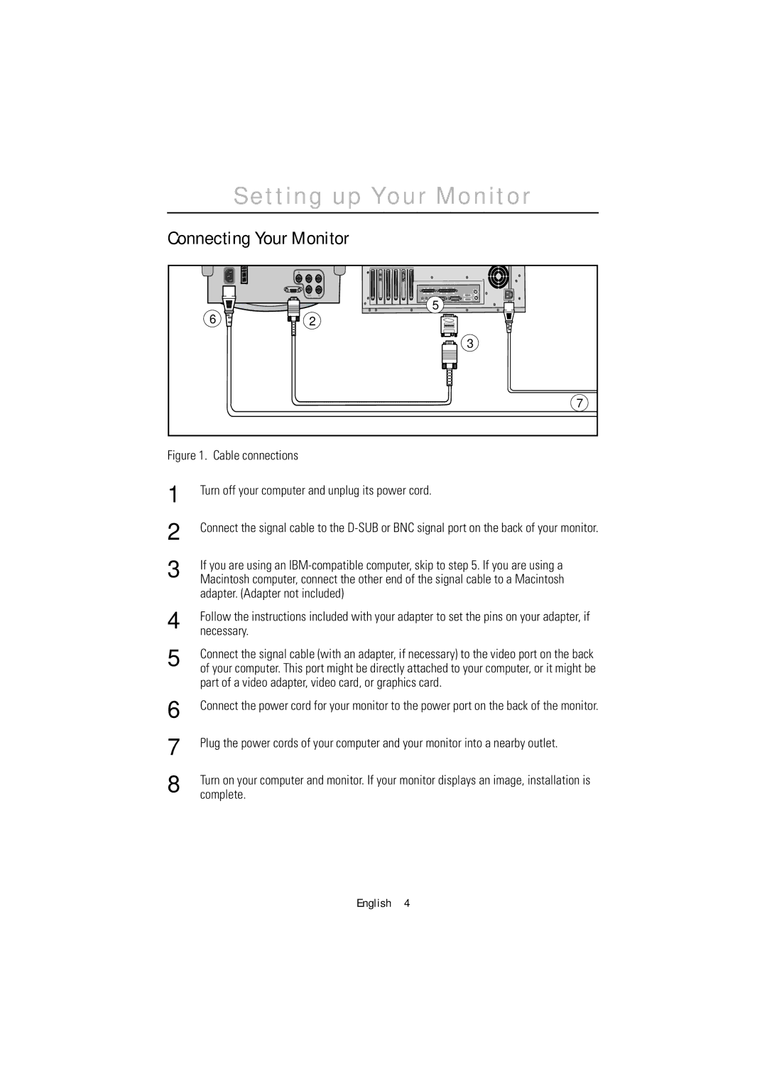 Samsung 1200NF manual Setting up Your Monitor, Connecting Your Monitor 