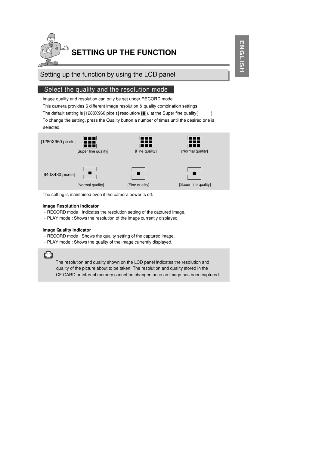 Samsung 130 manual Image Resolution Indicator, Image Quality Indicator 