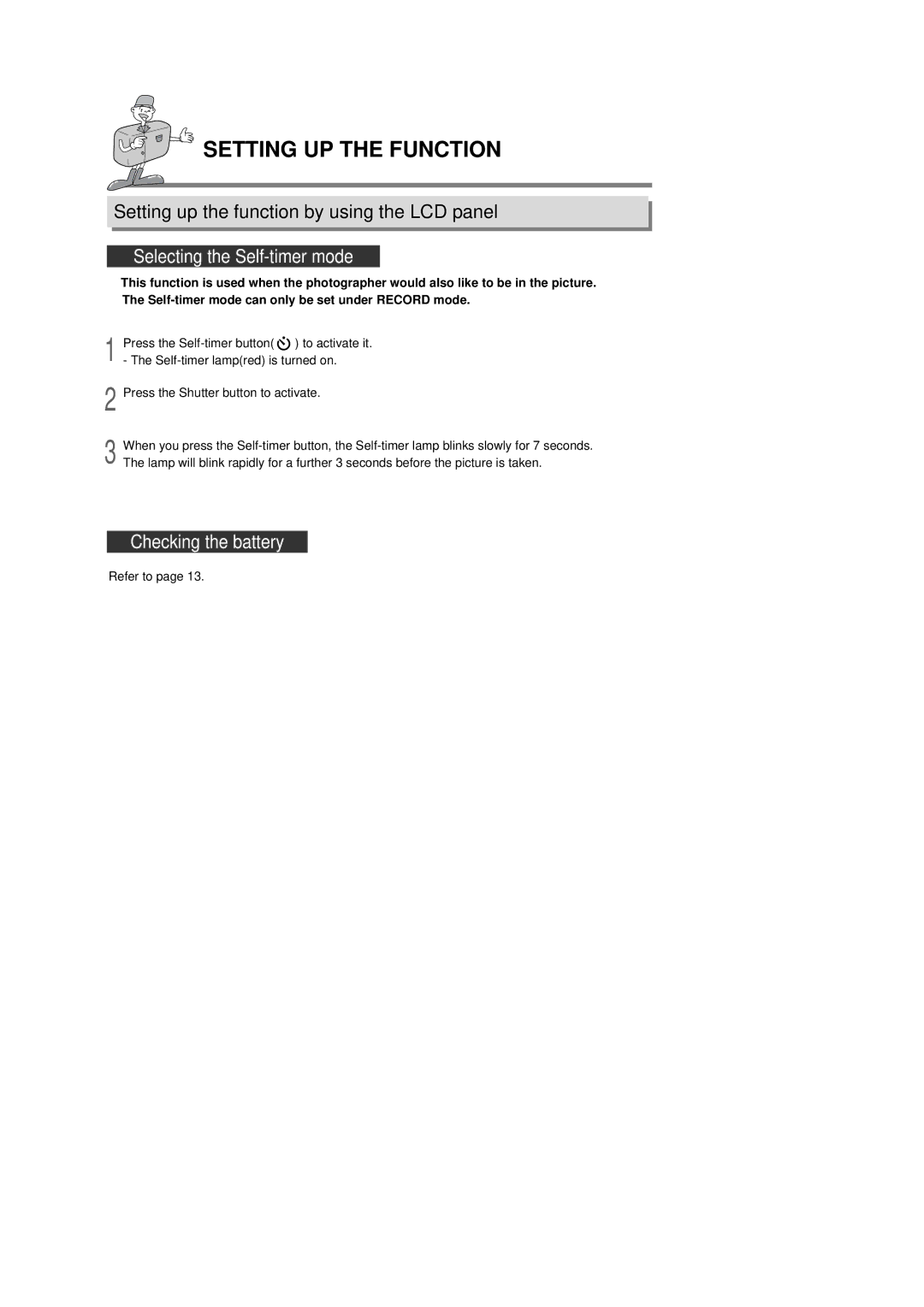 Samsung 130 manual Checking the battery 