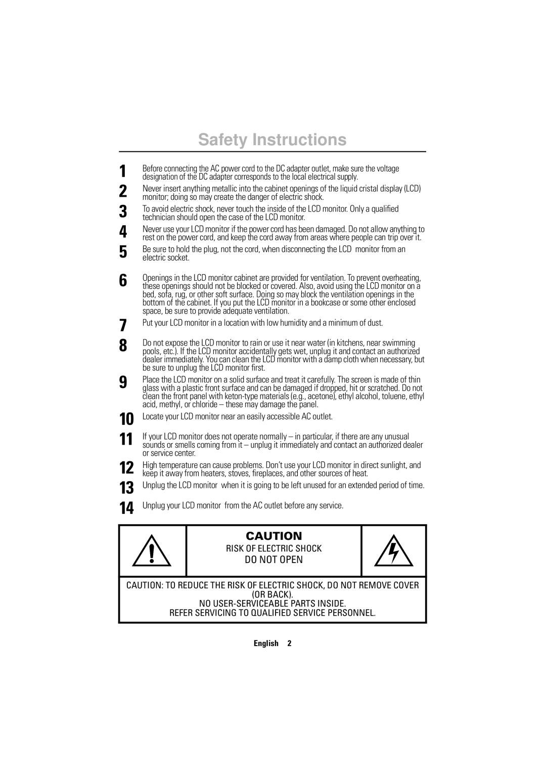 Samsung 150MP manual Do not Open, Monitor from an 