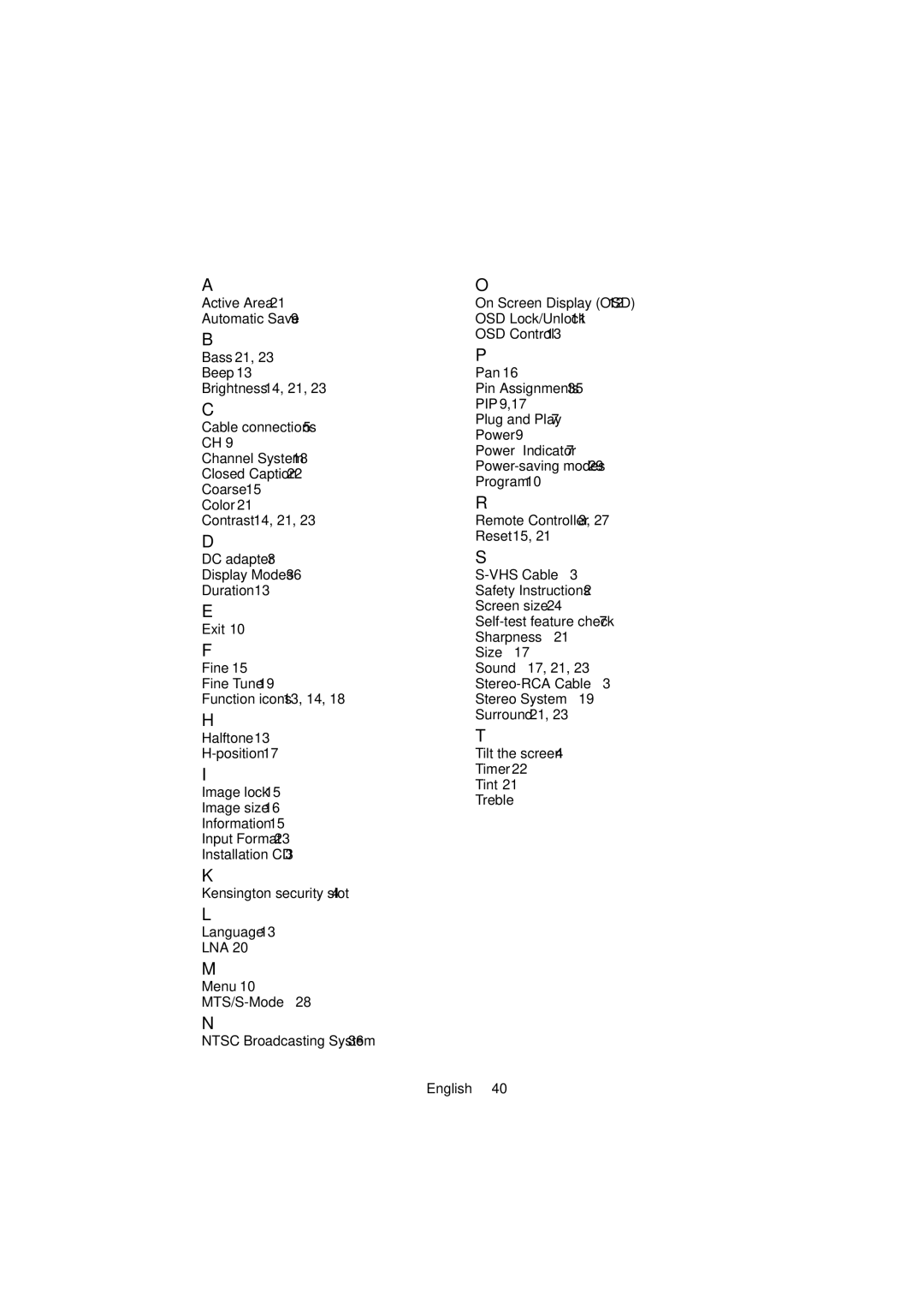 Samsung 151MP, 171MP manual Index 