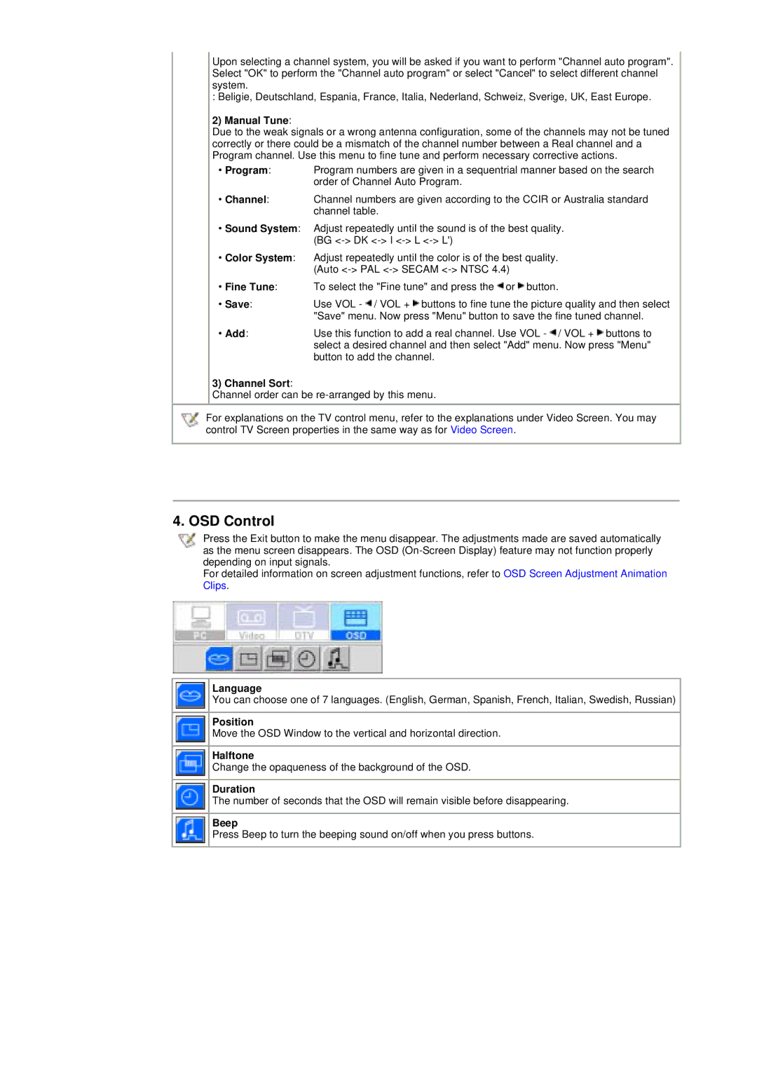 Samsung 151MP manual OSD Control 