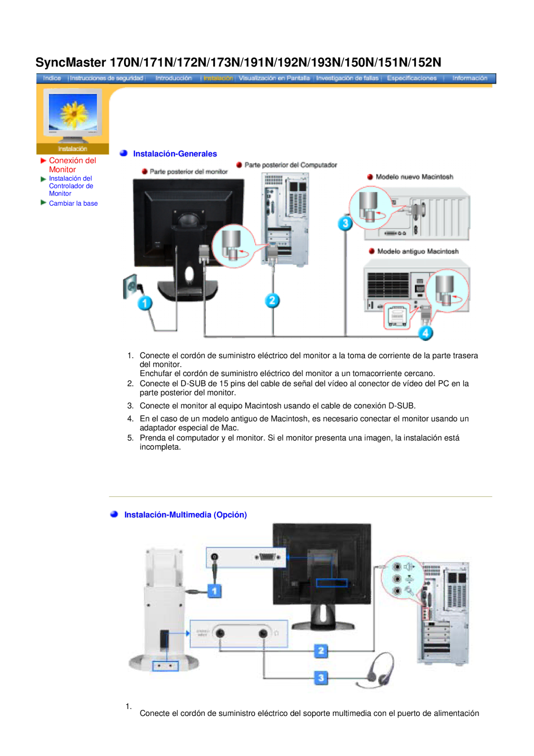 Samsung 193T, 173T, 153T manual SyncMaster 170N/171N/172N/173N/191N/192N/193N/150N/151N/152N 