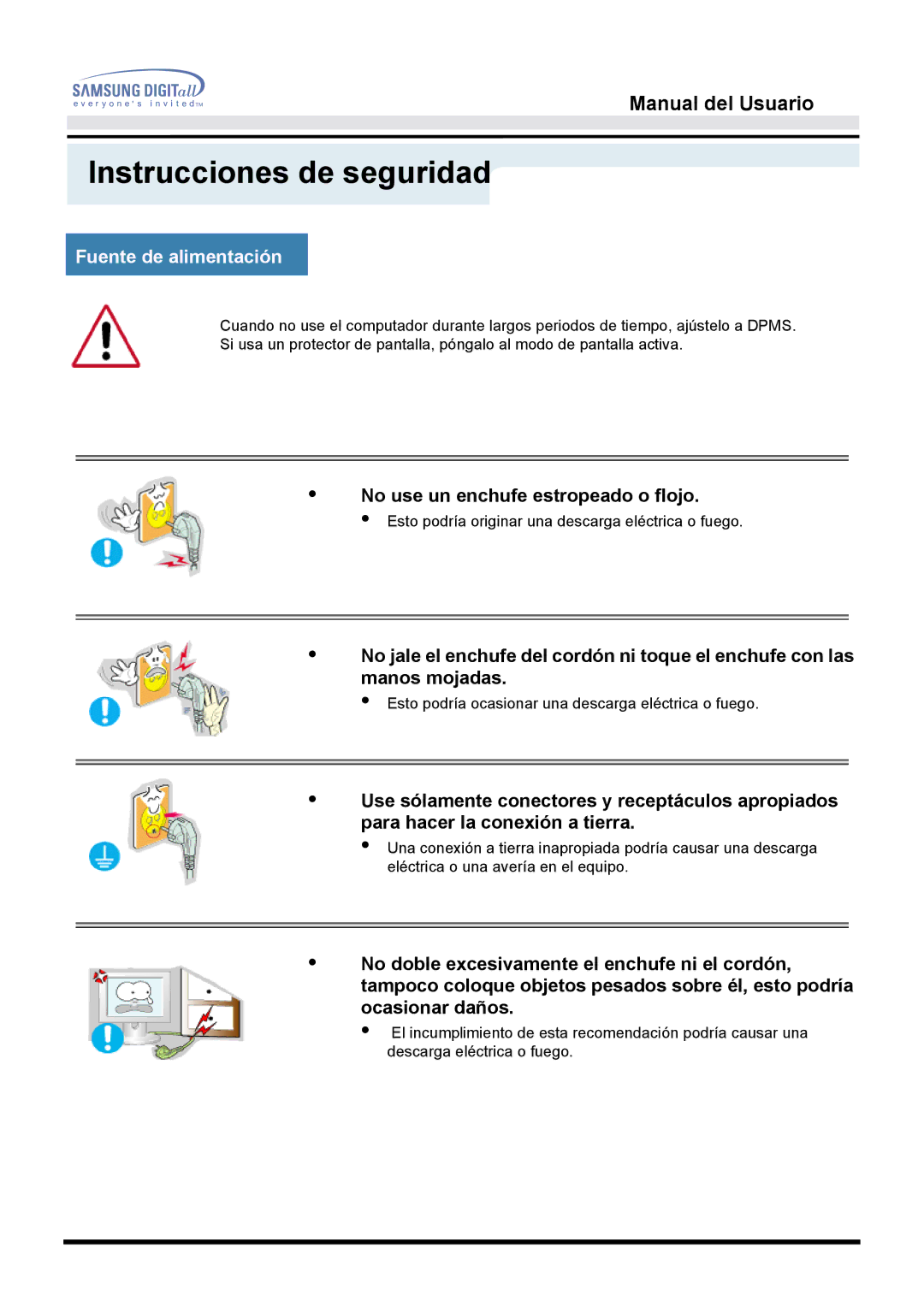 Samsung 152T, 152B, 152S manual Fuente de alimentación 