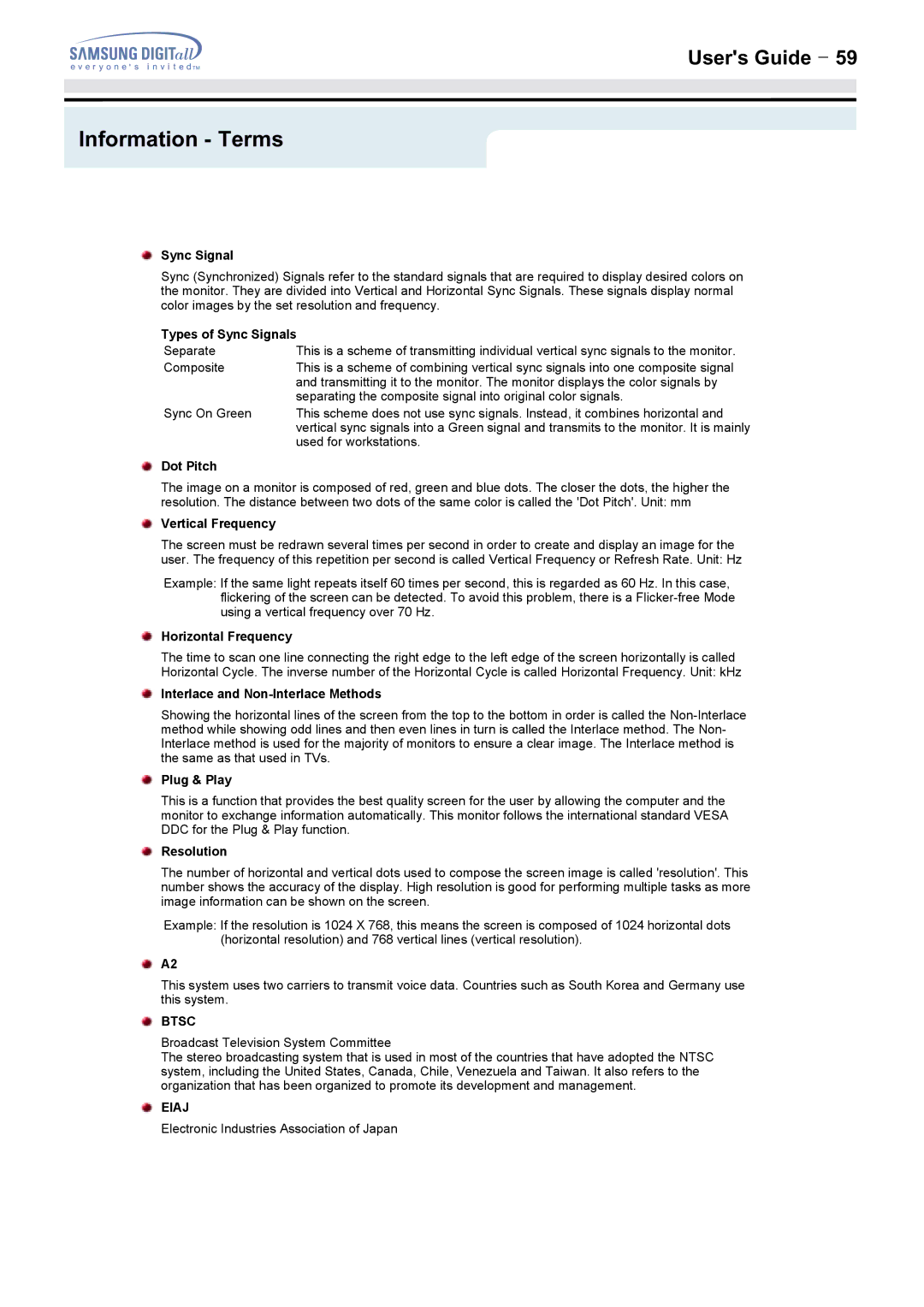 Samsung 172MP, 152MP manual Information Terms 