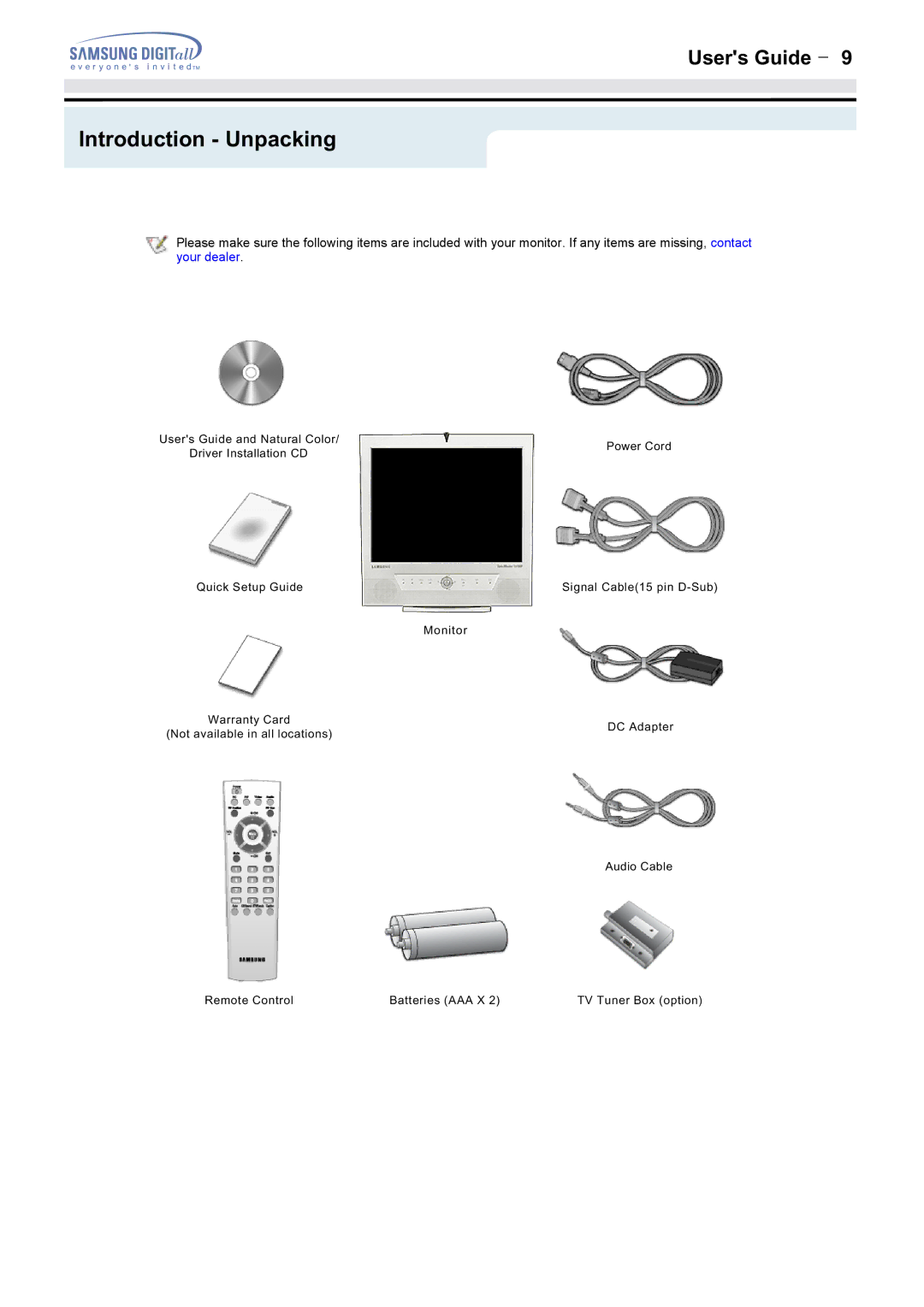 Samsung 172MP, 152MP manual Introduction Unpacking 