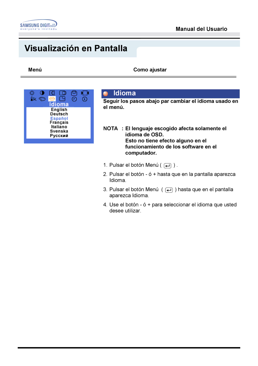 Samsung 152T, B manual Idioma 