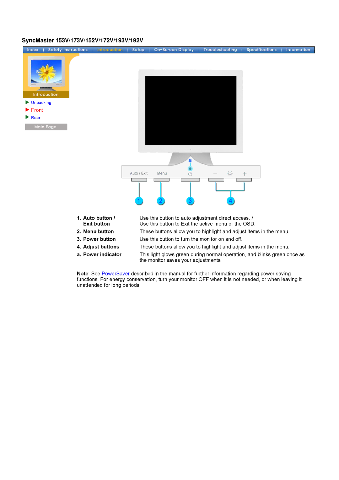 Samsung manual SyncMaster 153V/173V/152V/172V/193V/192V, Monitor saves your adjustments 