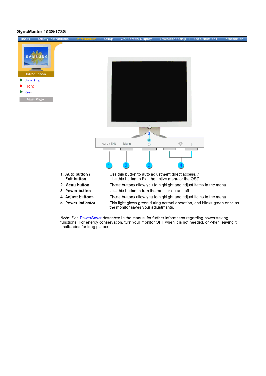 Samsung 152V, 172V, 192V manual SyncMaster 153S/173S 